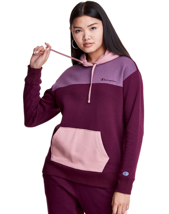 Champion Colorblock Fleece Hoodie Dames - DonkerPaars - Belgie 3028HNUJK